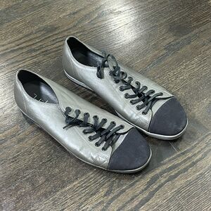 Huckberry Shoes Men's 12 Low Top LEATHER Madsen Sneakers‎ Canvas Gray Black